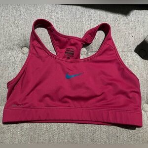 Nike sports bra - pink with blue logo size l